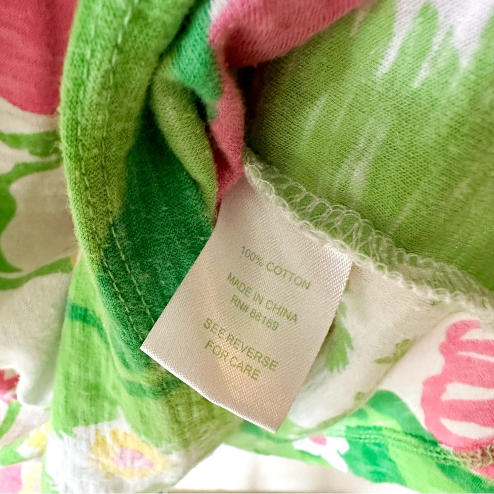 Lilly Pulitzer Womens Pink & Green Floral T-Shirt Dress Beach Cover Up - Picture 6 of 6